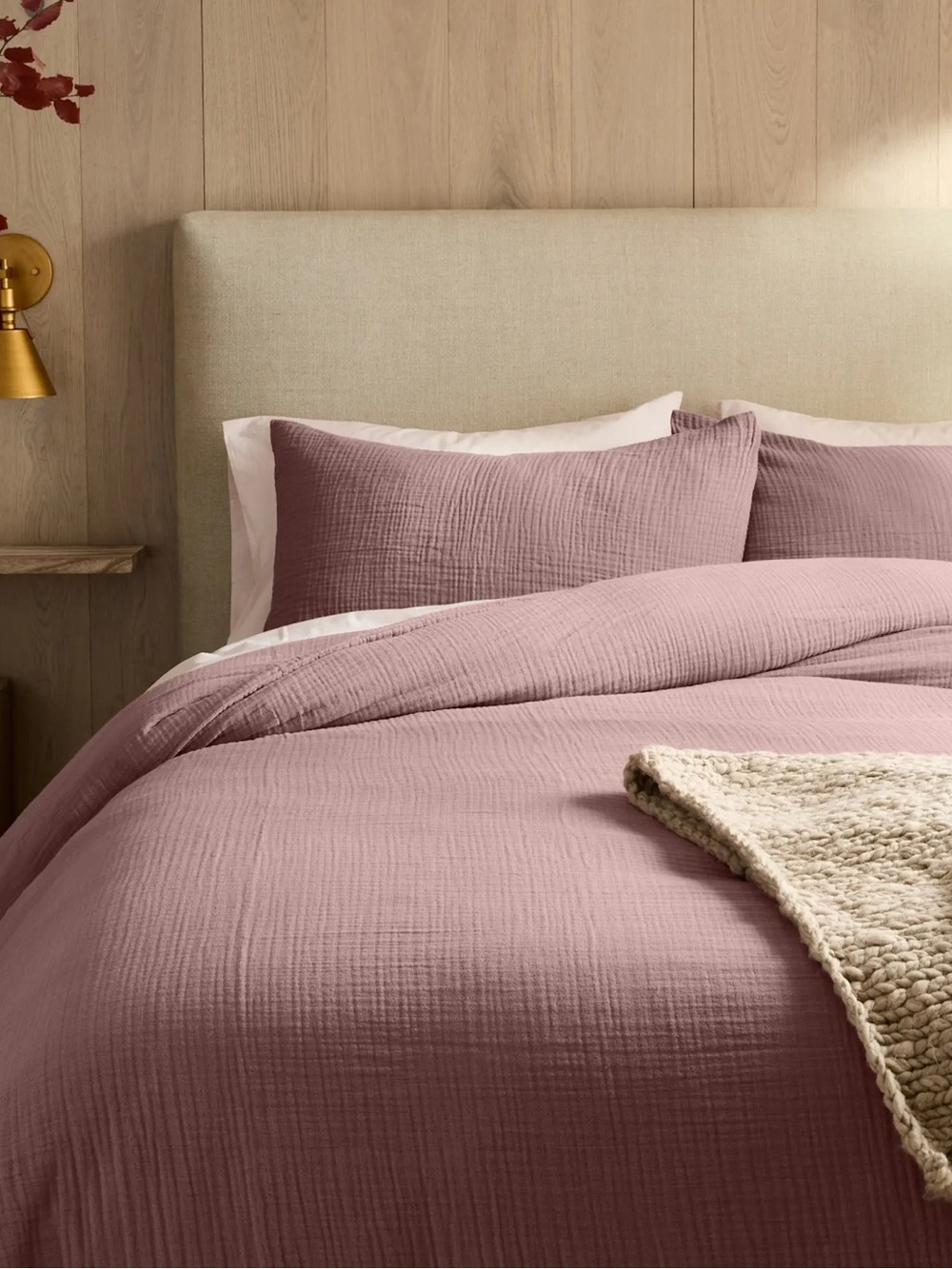 NWT Quince Fig Organic Cotton Gauze Duvet Cover and Sham Set!